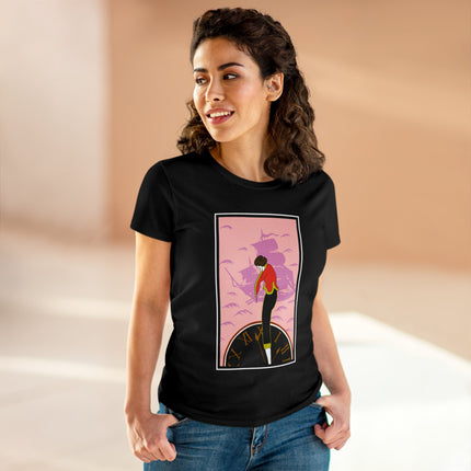 Woman Waiting for her Beloved at 1:59 by Kobayashi Kaichi Women's Midweight Cotton Tee
