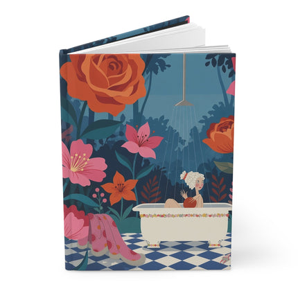 🛁🌺 The Lady Of The Enchanted Flower Bath Hardcover Journal – Art Deco Garden Whimsy