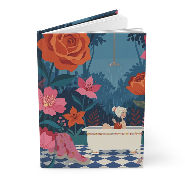🛁🌺 The Lady Of The Enchanted Flower Bath Hardcover Journal – Art Deco Garden Whimsy