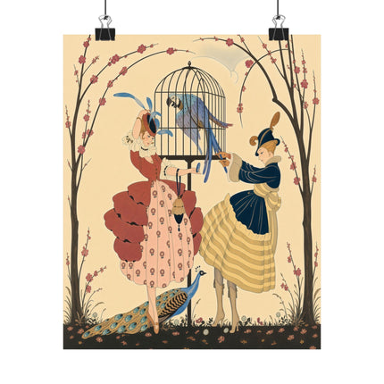🦚🌸 The Garden Of The Exotic Birds Matte Vertical Poster – Art Deco Fashion Whimsy