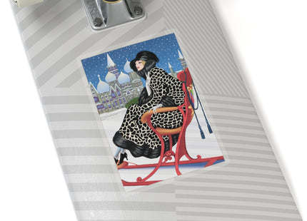Elegant Winter Woman in Sleigh Kiss-Cut Stickers (4 Sizes)