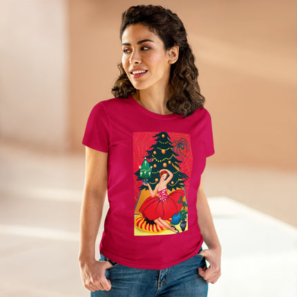 Art Deco Christmas Enchantment Women's Midweight Cotton Tee