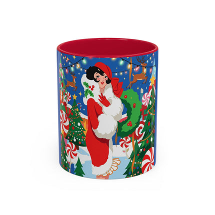 🦌🍬 The Lady Of The Peppermint Christmas Garden Colorful Mug – Colorful Art Deco Holiday Fantasy