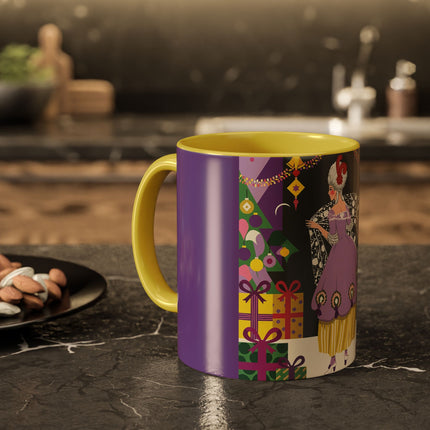🎁✨ The Lavender Christmas Masquerade Colorful Mug – Art Deco Holiday Fantasy