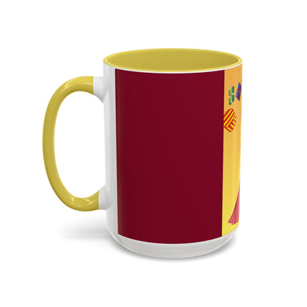 Elegant Holiday Woman with Gifts Colorful Mugs (11oz, 15oz)