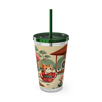 Archer Kitten in the Zen Garden Sunsplash Tumbler with Straw, 16oz