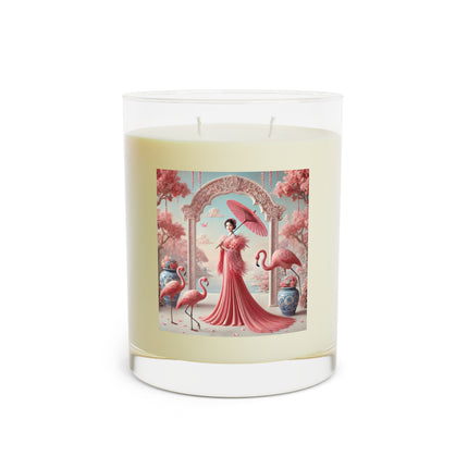 Petals, Porcelain, and Flamingos Scented Candle - Full Glass, 11oz