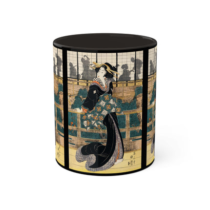 Japanese woman woodcut print by Kikukawa Eizan Colorful Mugs, 11oz