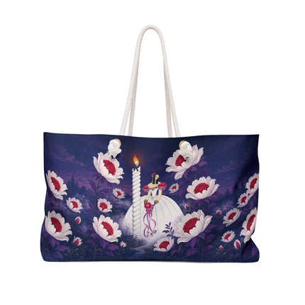 🌙🌺 The Moonlit Blossom Candlelight Weekender Bag – Art Deco Floral Fantasy