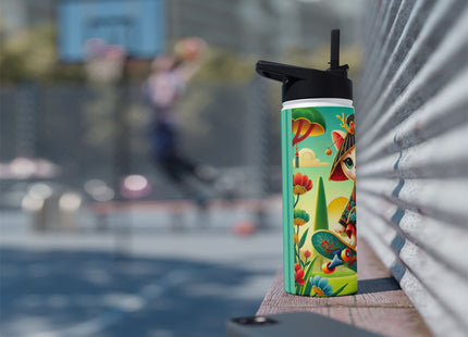 Dragon Dance on Wheels Stainless Steel Water Bottle, Standard Lid