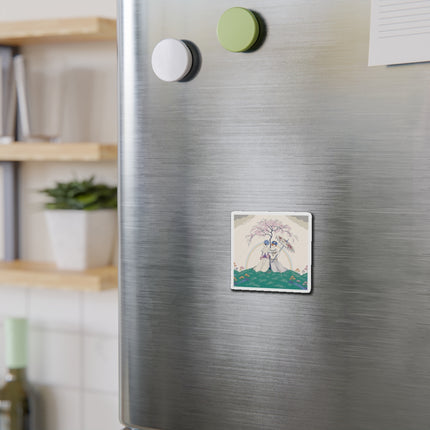 🌈☂️ Beneath The Rainbow Tree Die-Cut Magnets – Art Deco Spring Fantasy