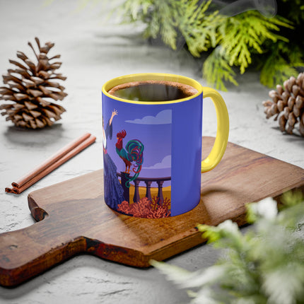 The Dawn Serenade Colorful Mug (11oz, 15oz) – Rooster Beauty, Morning Charm & Art Deco Elegance