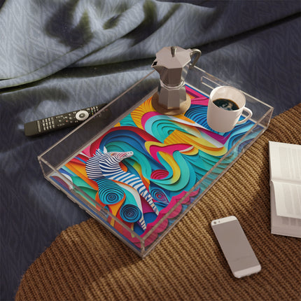 Surfing Zebra Acrylic Serving Tray