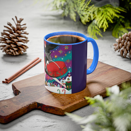 🎁✨ The Lady Of The Christmas Hatbox Colorful Mug – Art Deco Holiday Fantasy