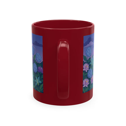 🧶☂️ The Lady Of The Garden Knitting Circle Ceramic Mug – Art Deco Floral Whimsy