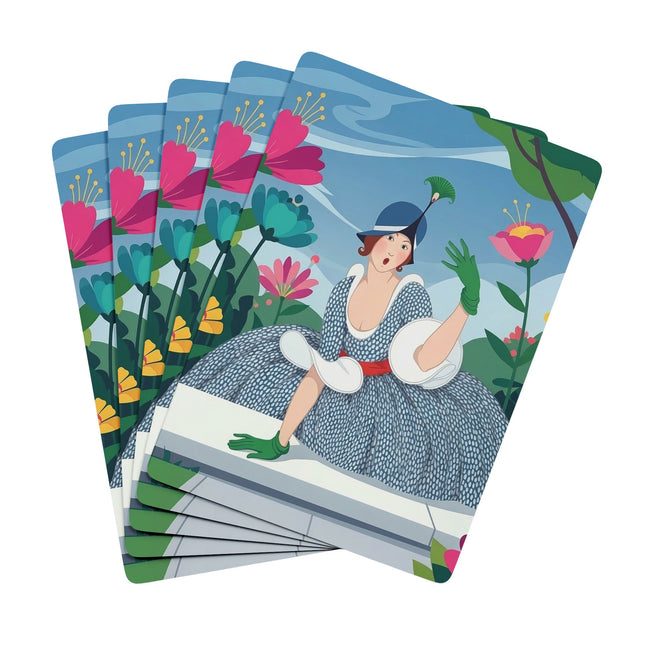 🌸🌿 The Lady Of The Secret Garden Playing Cards – Art Deco Garden Elegance