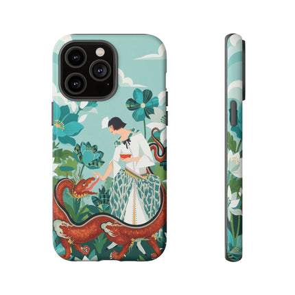 🐉🌿 The Dragon Keeper Phone Case – Art Deco Floral Fantasy