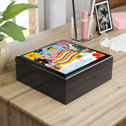 🌼🎄 The Christmas Blossom Belle Jewelry Box – Colorful Art Deco Holiday Fantasy
