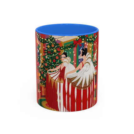 🎄💃 The Christmas Mirror Duet Colorful Mug – Art Deco Holiday Elegance