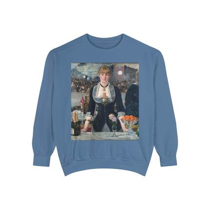 A Bar at the Folies-Bergère by Edouard Manet Unisex Garment-Dyed Sweatshirt