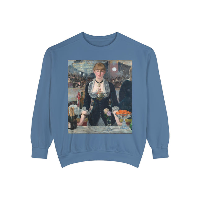 A Bar at the Folies-Bergère by Edouard Manet Unisex Garment-Dyed Sweatshirt