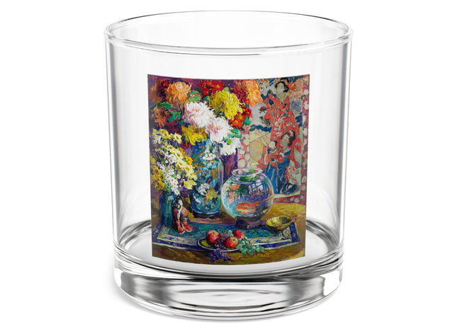 Fish, Fruits, and Flowers by Kathryn E. Cherry Latte Rocks Glass, 10oz