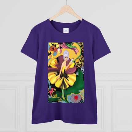 Women's Enchanted Pansy Print Midweight Cotton Tee