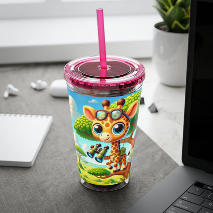 Giraffe Lookout Sunsplash Tumbler with Straw, 16oz
