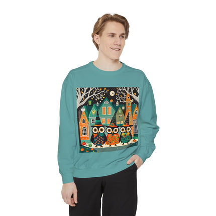 Night of the Trick-or-Treating Owlets Unisex Garment-Dyed Sweatshirt