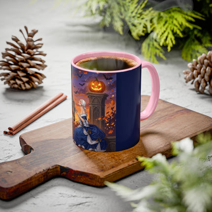 🎃💙 The Pumpkin Lantern Courtship Colorful Mug – Romantic Halloween Elegance