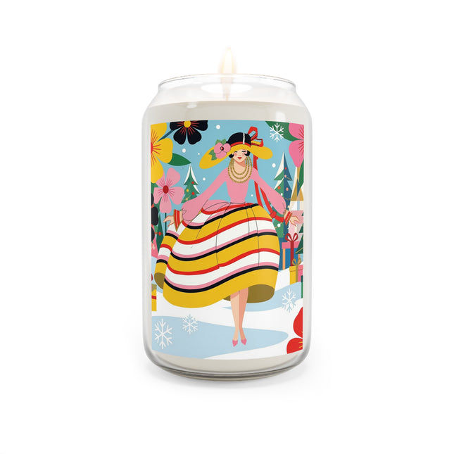 🌼🎄 The Christmas Blossom Belle Scented Soy Candle – Colorful Art Deco Holiday Fantasy