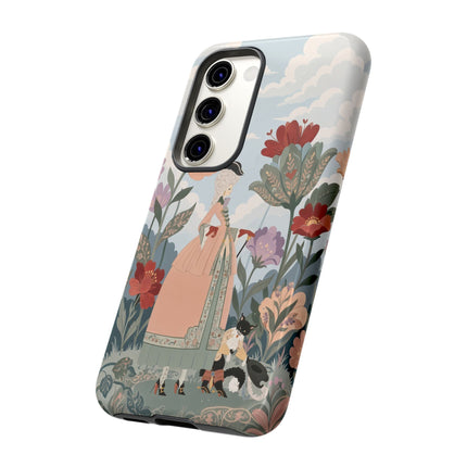 🌹🐈 The Lady And Puss In Boots Phone Case – Art Deco Floral Whimsy