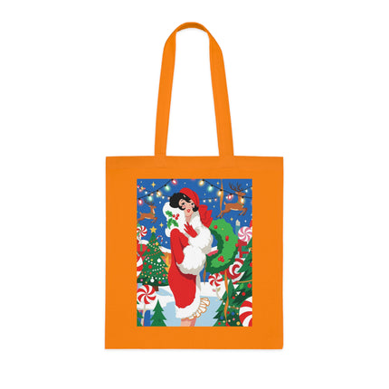 🍬🎄 The Lady Of The Peppermint Christmas Garden Cotton Tote Bag – Art Deco Holiday Fantasy
