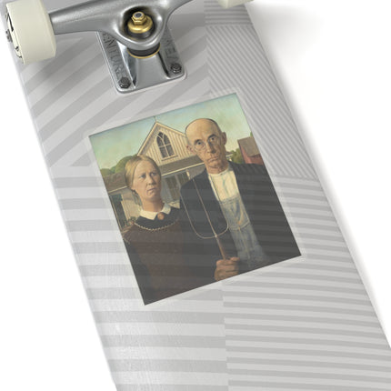 American Gothic by Grant Wood Kiss-Cut Stickers (4 Sizes)