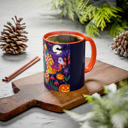 🌙🎃 The Moonlit Garden Masquerade Colorful Mug – Floral Halloween Charm