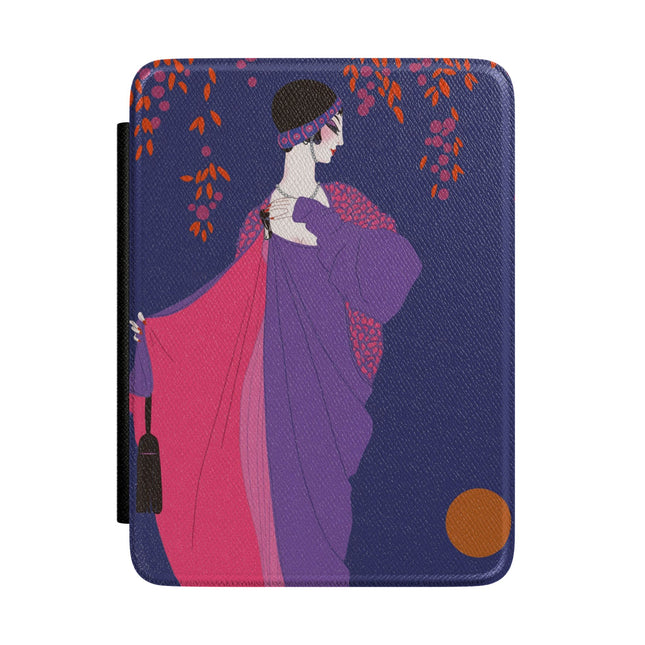 Crimson Shawl Geisha Kindle Case – Elegant Mystery & Vibrant Grace