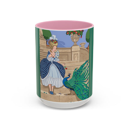 The Peacock's Admiration Colorful Mug (11oz, 15oz) – Rococo Elegance, Peacock Beauty & Garden Charm