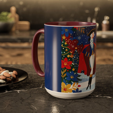 🎭❄️ The Christmas Masquerade Lady Colorful Mug – Art Deco Holiday Fantasy