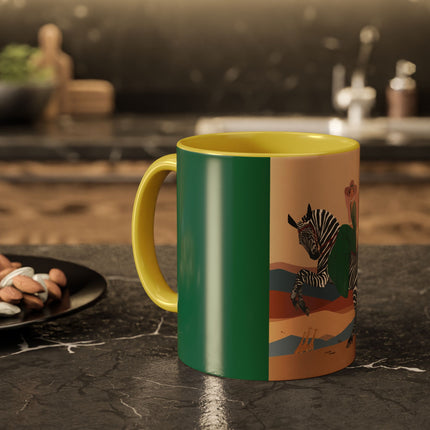 Zebra Rider Colorful Mugs – Safari Chic & Art Deco Adventure
