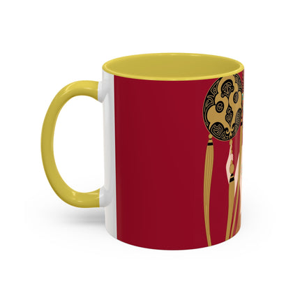 Butterfly Empress of the Crimson Pavilion Colorful Mug (11oz, 15oz) – Art Deco Beauty, Butterfly Elegance & Ornamental Style