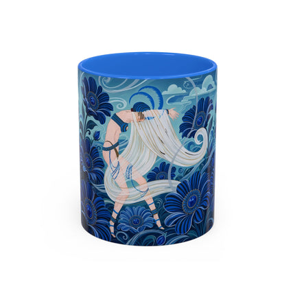 💙🌸 The Sapphire Wind Dancer Colorful Mug – Art Deco Floral Fantasy