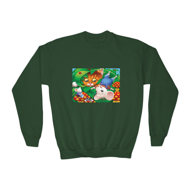 Whimsical Adventure Youth Crewneck Sweatshirt – Playful Journey & Storybook Fun