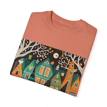 Night of the Trick-or-Treating Owlets Unisex Garment-Dyed T-shirt
