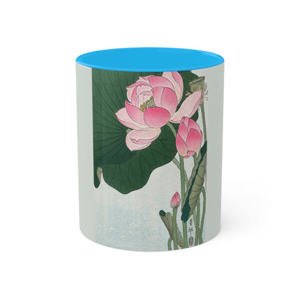 Blooming Lotus Flowers by Ohara Koson Colorful Mugs, 11oz