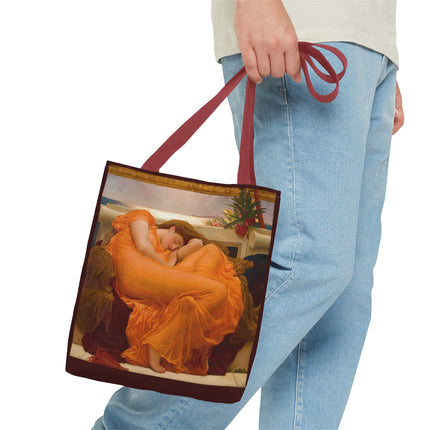 Flaming June by Frederic Leighton Tote Bag (AOP)