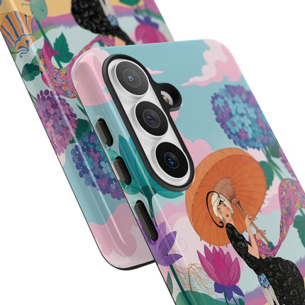 🌊☂️ The Lady Of The Flowered Seashore Phone Case – Art Deco Seaside Fashion