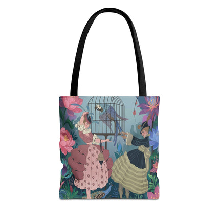 🦜🌸 The Ladies Of The Enchanted Aviary Tote Bag – Art Deco Floral Fantasy