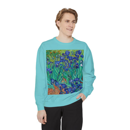 Irises by Vincent Van Gogh Unisex Garment-Dyed Sweatshirt