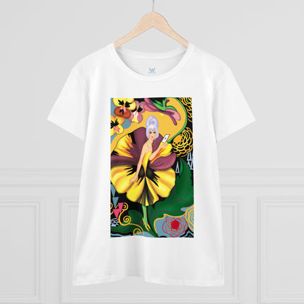 Women's Enchanted Pansy Print Midweight Cotton Tee