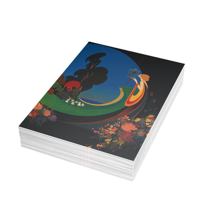 🐦🌺 The Lady Of The Enchanted Bird Garden Postcard Bundles – Art Deco Floral Fantasy